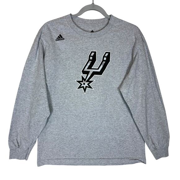 Adidas San Antonio Spurs Sweatshirt Men Medium Gray #2 Kawhi Leonard Long Sleeve - Picture 1 of 13